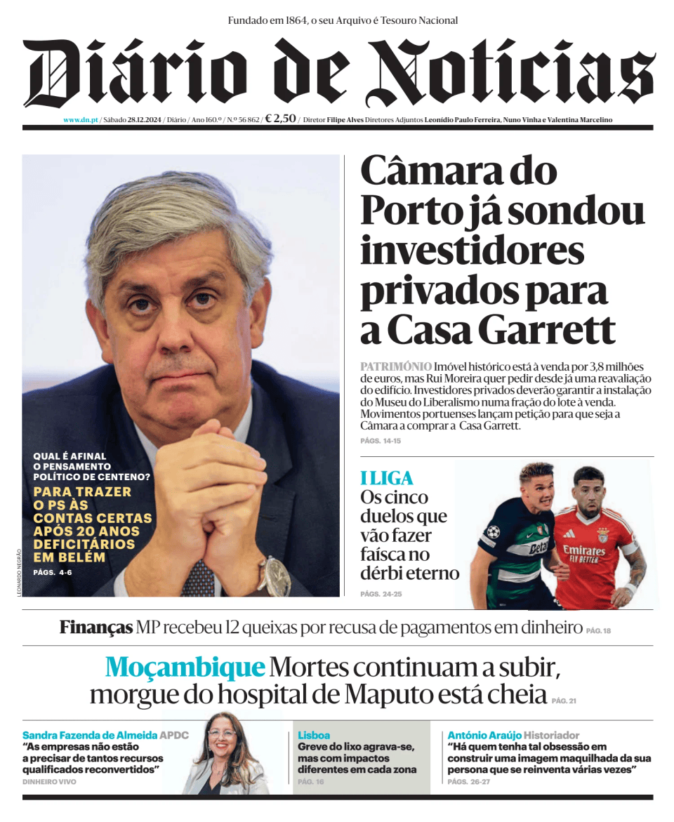 Prima-pagina-Diario de Noticias-edizione-di-oggi-20241228